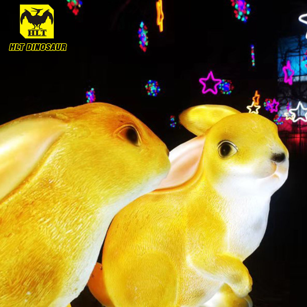 Outdoor zoo amusement park decor big size farm animals led resin fiberglass lighting 
