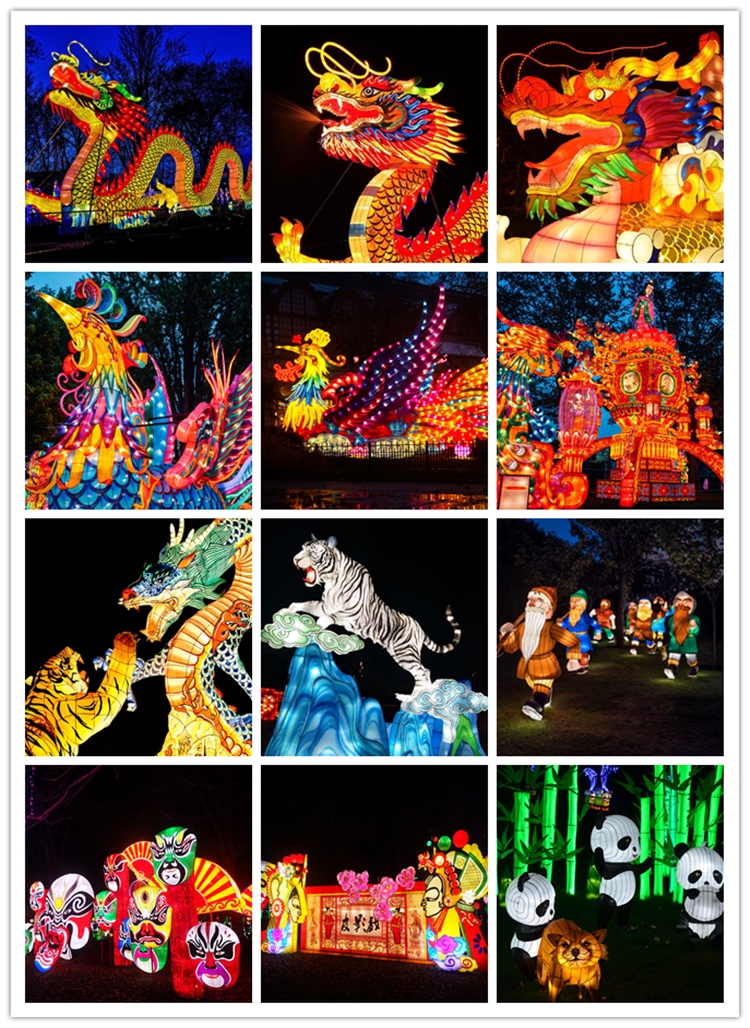 Outdoor zoo amusement park decor big size farm animals led resin fiberglass lighting 