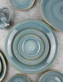 Mixed reactive glaze, hand-painting, glazed foot