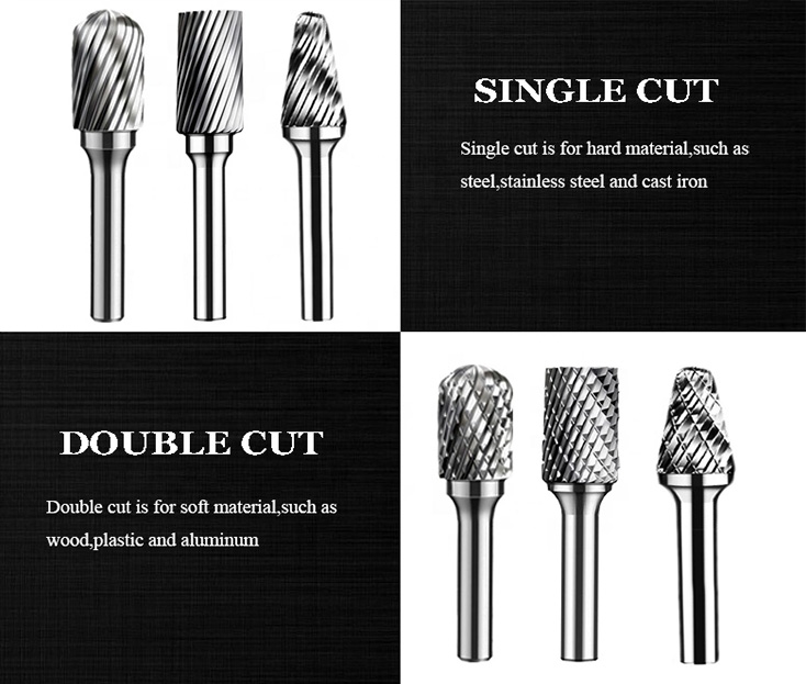 Usages of single cut and double cut carbide rotary burrs