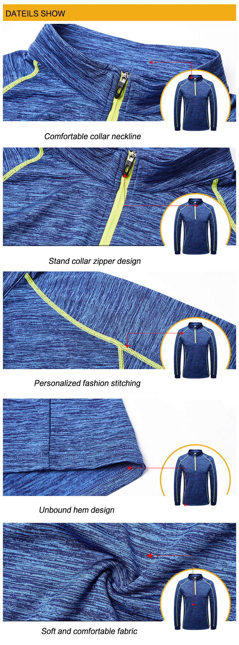Running Outdoor T Shirt Men 1/4 Zip Up