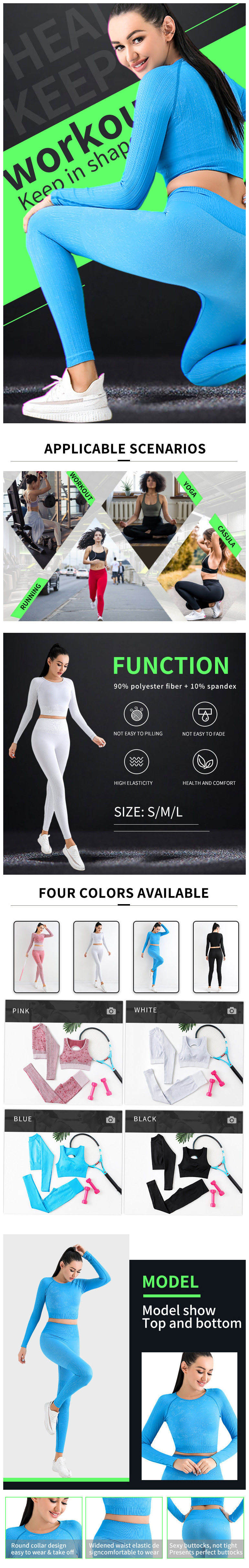 3pcs Seamless Fitness Clothing women