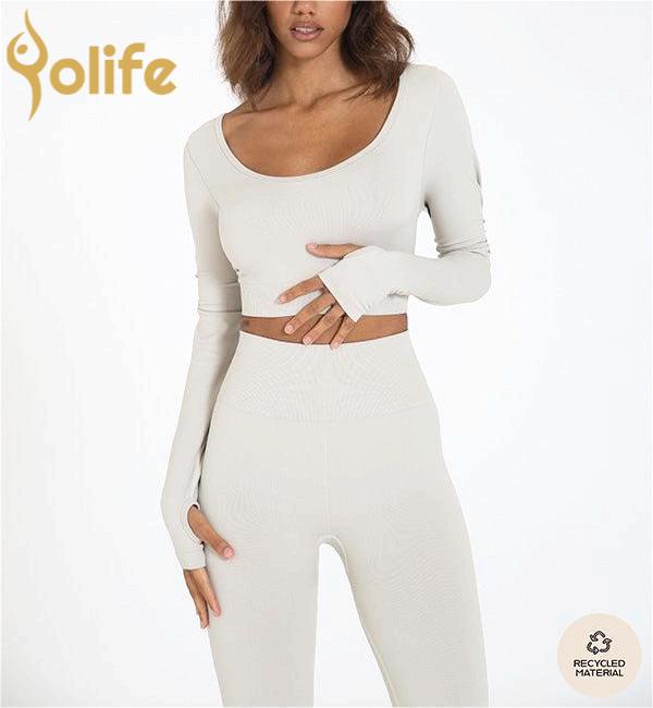 Recycled Long Sleeve Square Gym Crop Private label
