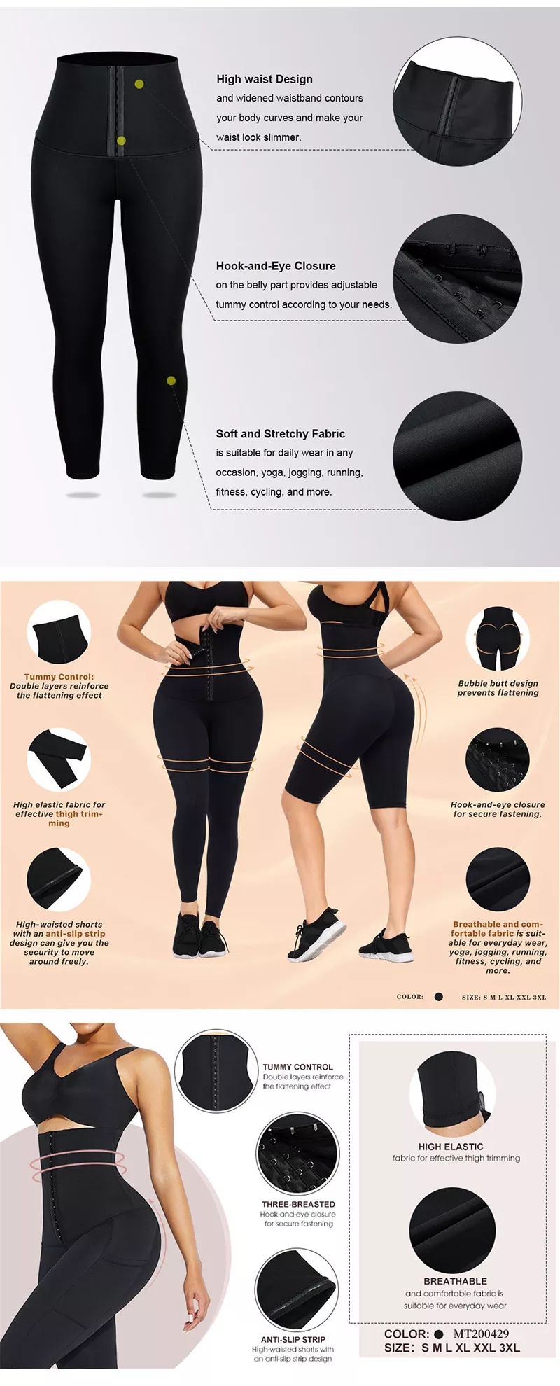  Maufacturer High Waisted tummy shapewear leggings-Yolife