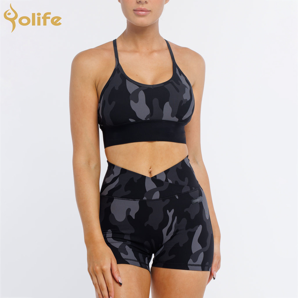 China Manufacturers Custom Camo sports bra Private Label Activewear For Women