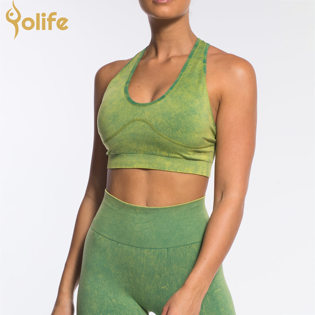 Female Elastic Green Recycled sports bra China manufacturer