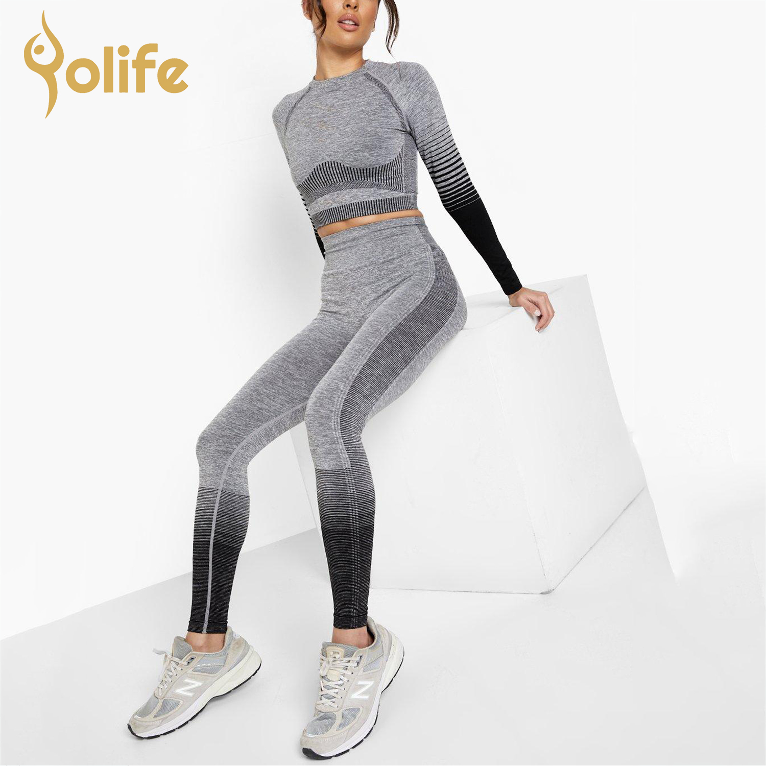 OEM&ODM seamless Grey workout set-Yolife