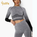 seamless Grey workout set-Yolife (2)