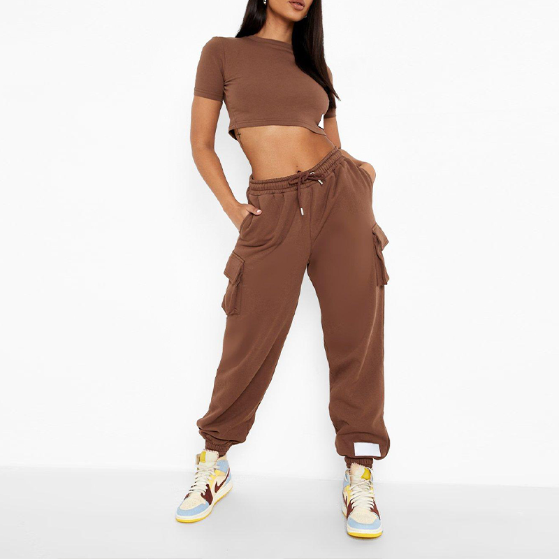 Custom Hoodies Sweatshirts Set Women 3 Piece Cargo Pocket