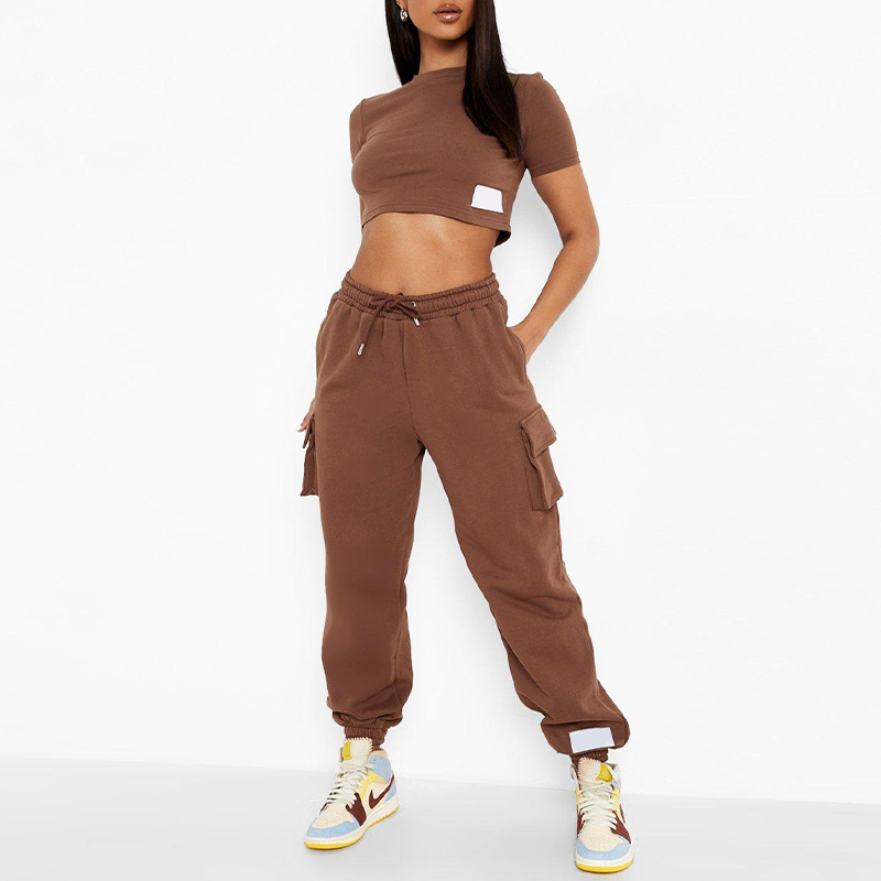 Custom Hoodies Sweatshirts Set Women 3 Piece Cargo Pocket