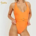 Wholesale one piece women o ring belted swimsuit vendor