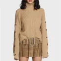 Custom women Ribbed Turtleneck Sweater supplier