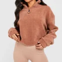 Custom half zip up womens sweat|Women's Sweater Manufacturer