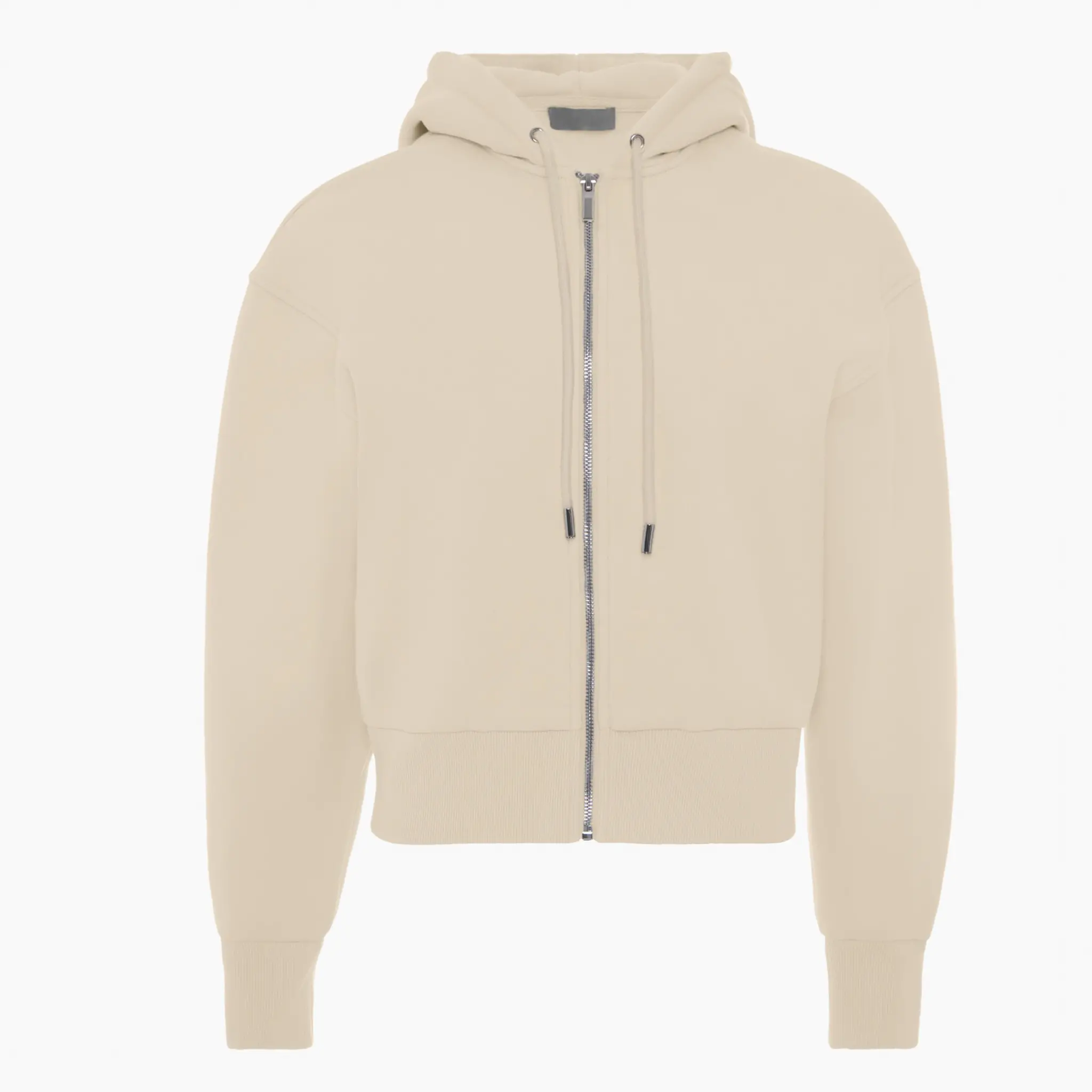 Cropped loose-fitting zip-up hoodie (1)