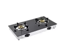 Tempered Glass 2 Brass Burners Table Gas Stove