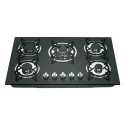 Home Kitchen Cooking Built-in Tempered Glass 5 Burner Pulse Ignition Gas Stove