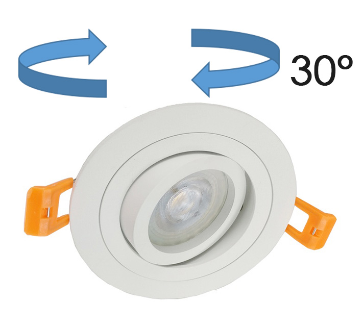 Easy Replacement Tiltable White Round Lamp Holder and GU10 MR16 LED Spot Light Housing