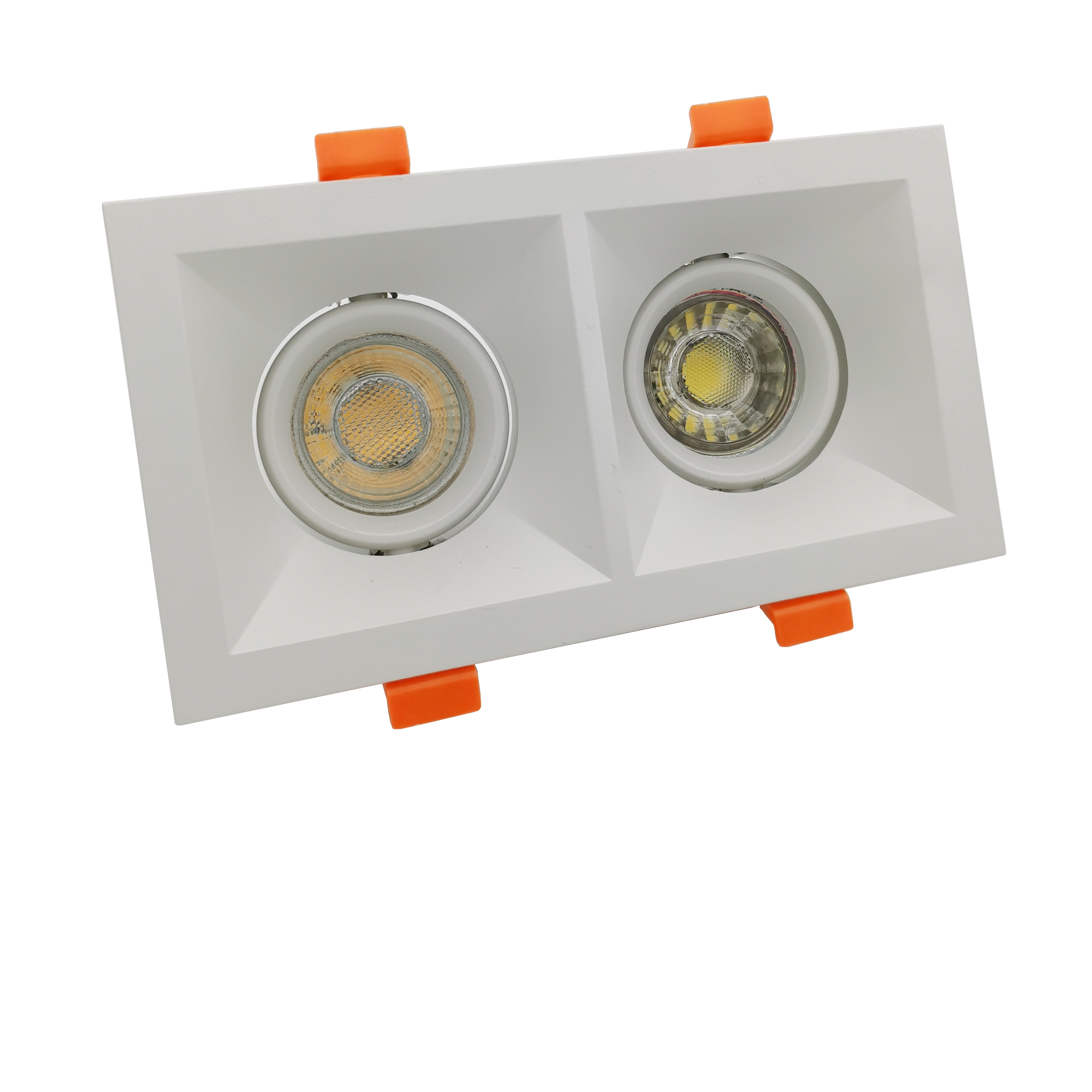 Aluminium Double Heads Adjustable GU10 MR16 Square Downlight fixture