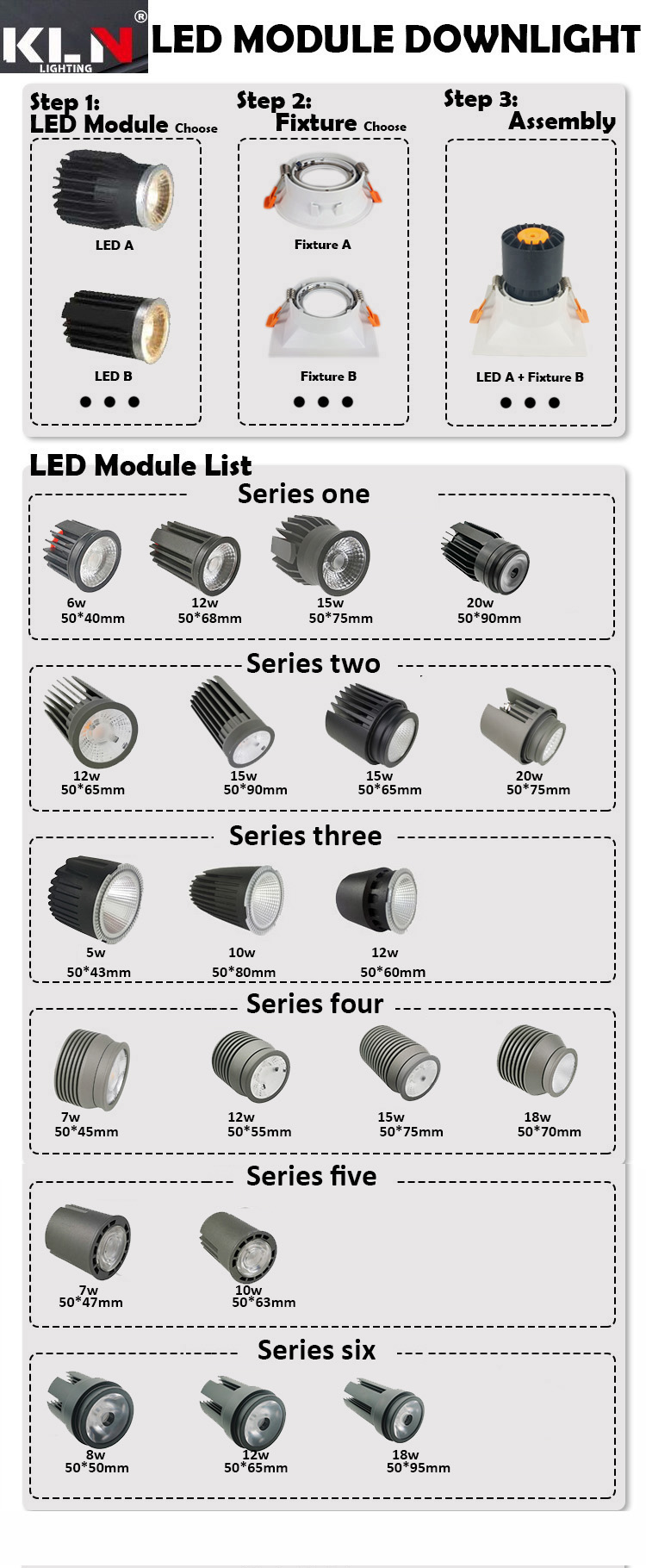8W Aluminium 10/15/24/36/60 Beam Angle gu10 MR16 Replacement LED Module