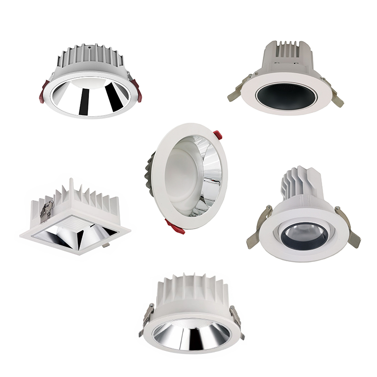 Aluminium CRI90 7W 12W 18W 20W 30W 40W Dimmable Led COB Downlight