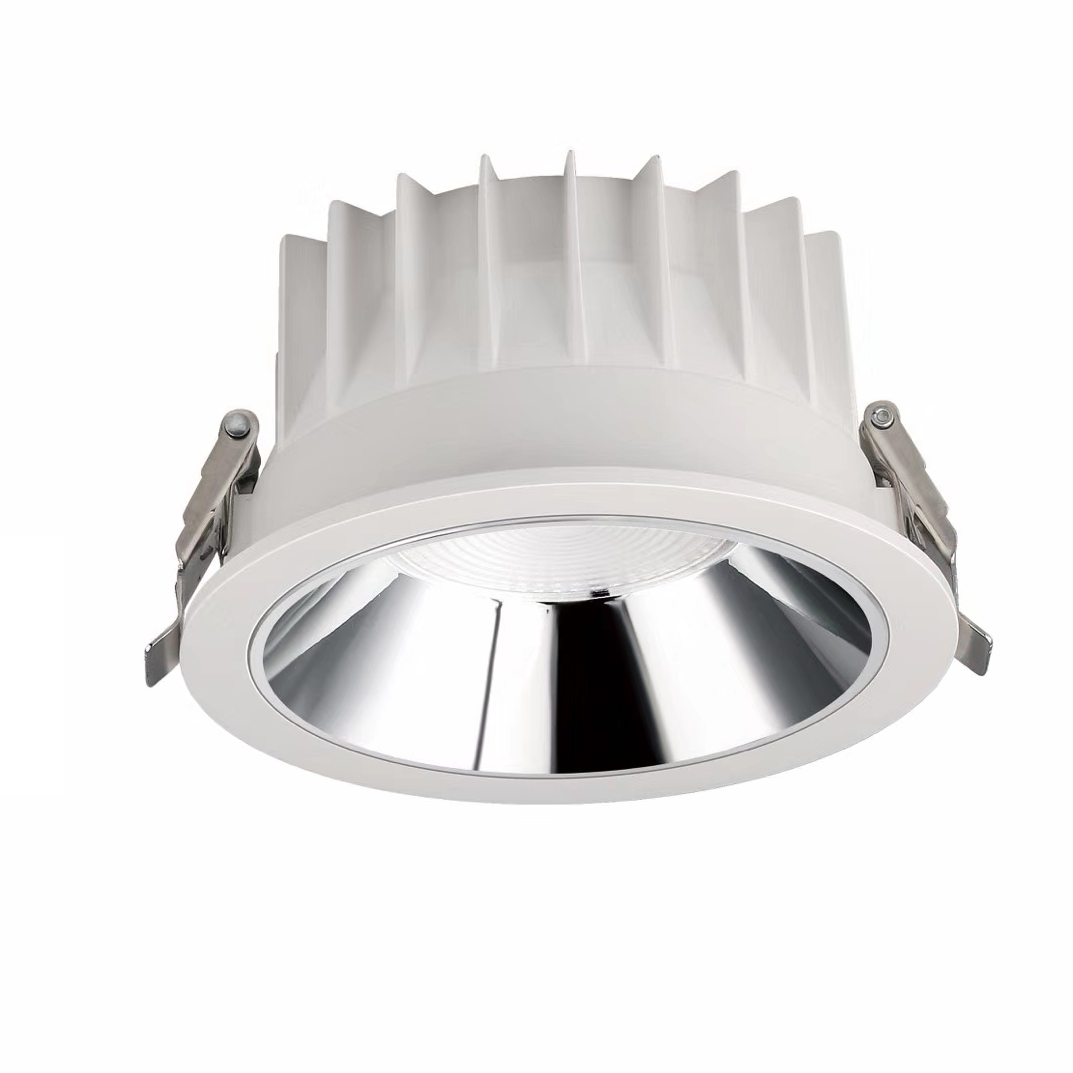 Round Aluminium 10w 20w 30w 40w 50w non-dimmable and Triac or DALI Dimmable Aluminium Fixed COB LED Recessed Downlight