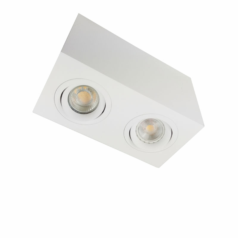 One-head Square Aluminium Tiltable and Adjustable GU10 MR16 LED Surface Mounted Downlight Housing