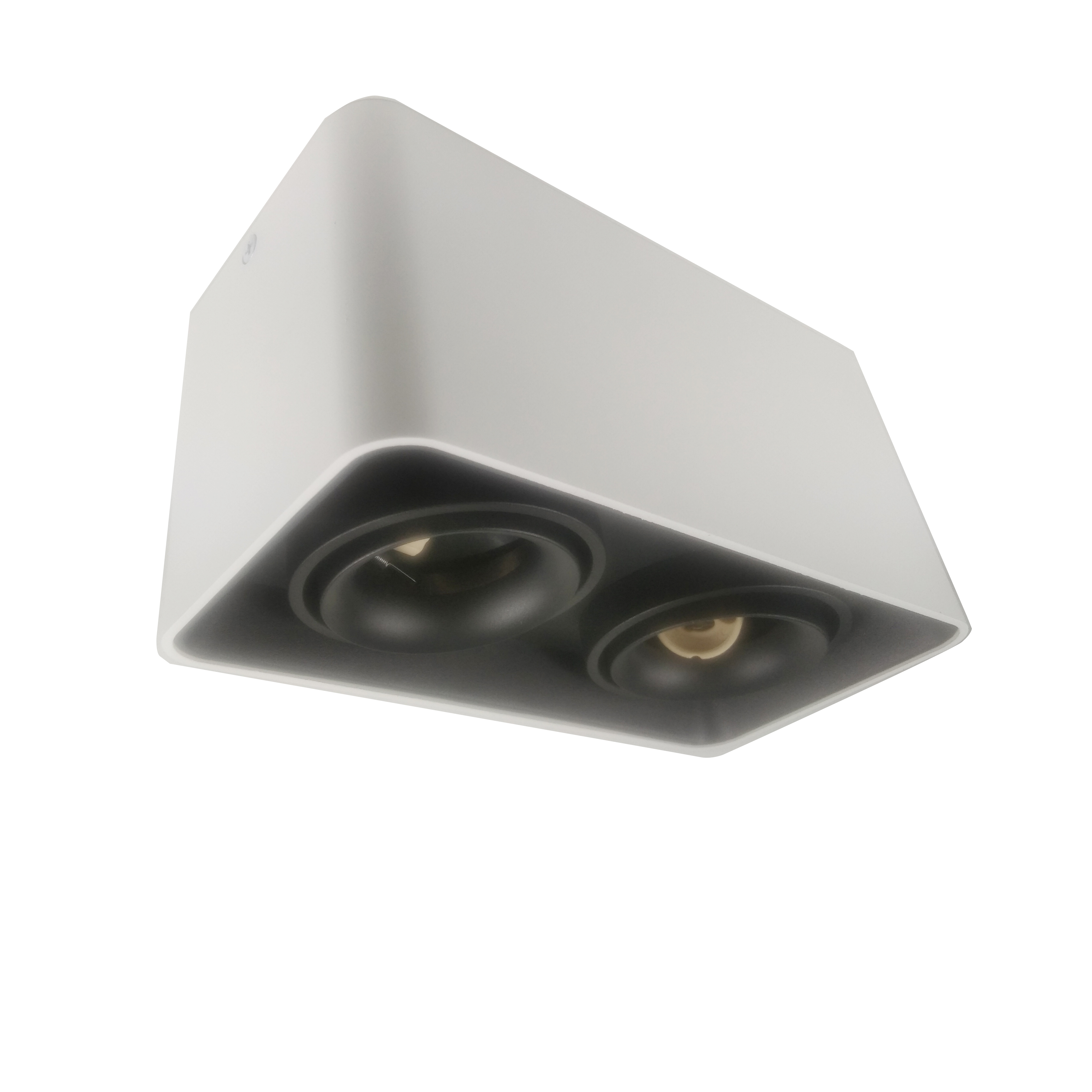 White or Black Rectangle TWO Heads Surface Spot Light Downlight Gu10 MR16 Frame