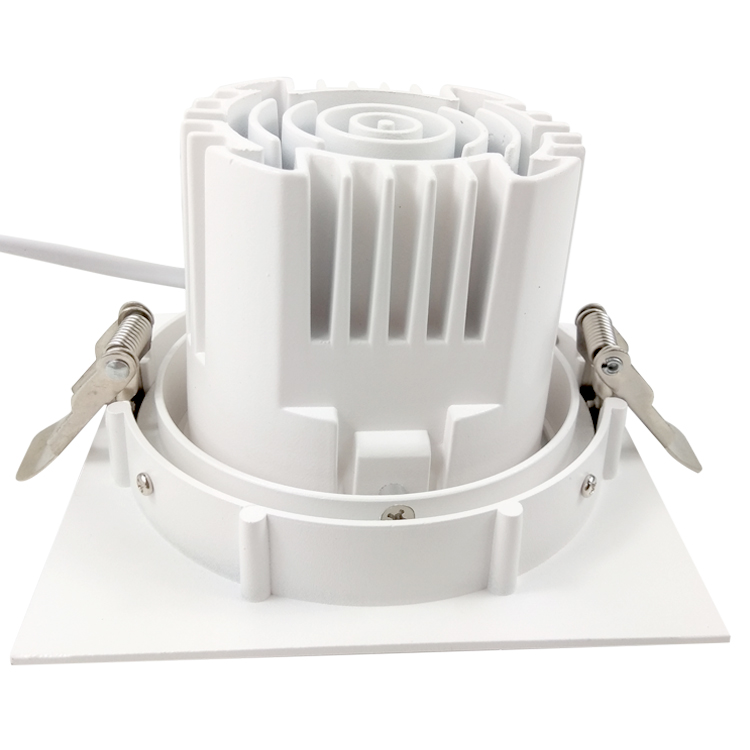 Adjustable One Head Dimming Aluminum Alloy Square Downlight Recessed COB LED Grille Downlight