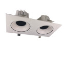 Two Heads Adjustable and Directional Dimming Aluminum Alloy Square Downlight Recessed COB LED Grille Downlight