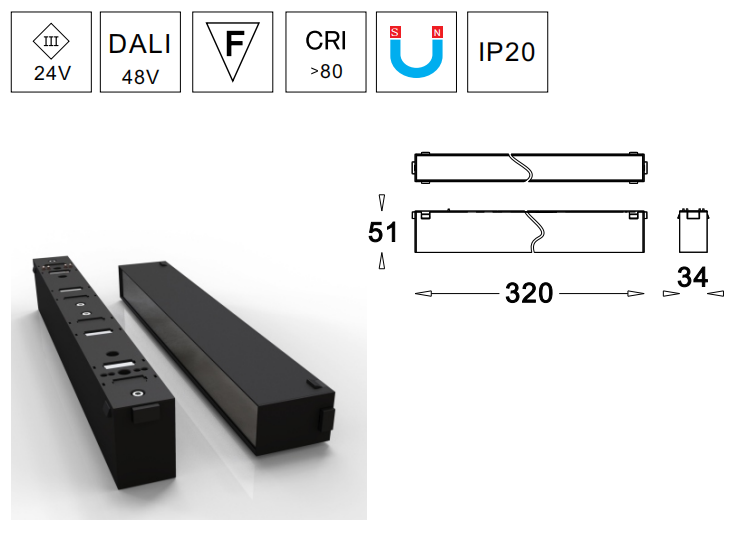 High Quality Aluminum Alloy 34mm Width DC24V 10W 20W 30W Magnetic Track Light Led Wall Washer