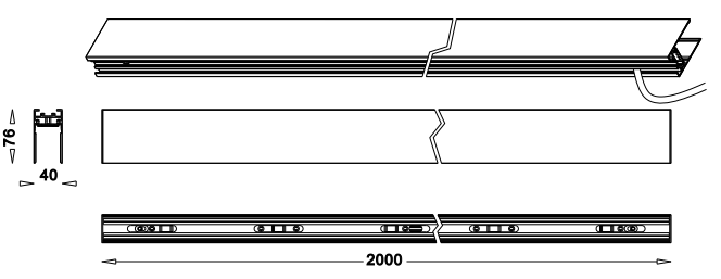 40mm Width DC24V Commercial Lighting Aluminum Alloy 0.5m 1m 1.5m 2m Mini Magnetic Track