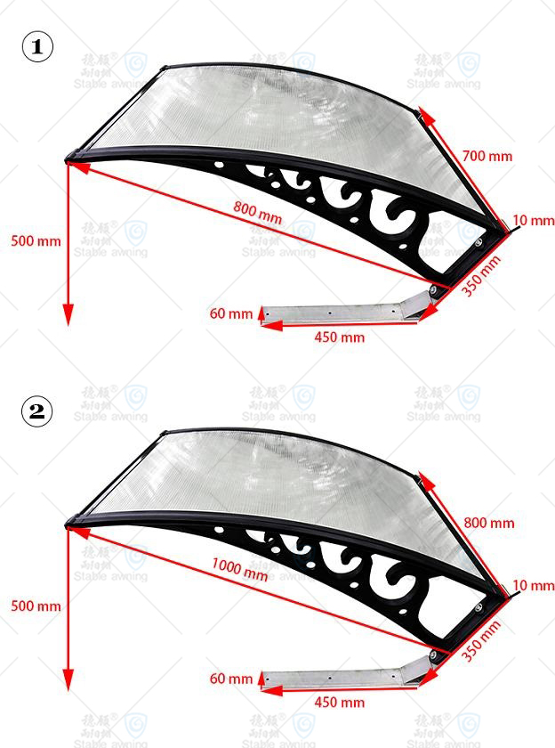 Hollow stainless steel lawn mower awning with hollow sheet