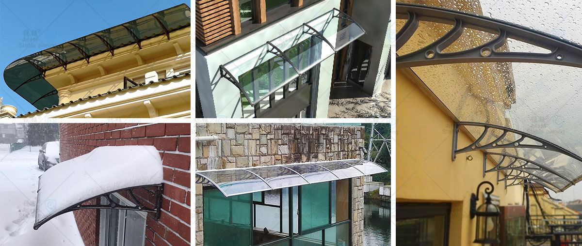 Window & Door Canopy with Solid Board and Plastic Brackets (Flower Roll)