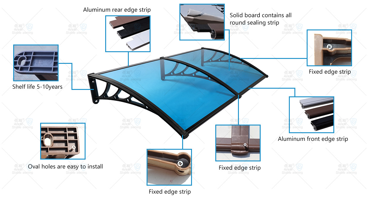Window & Door Canopy with Solid Board and Plastic Brackets