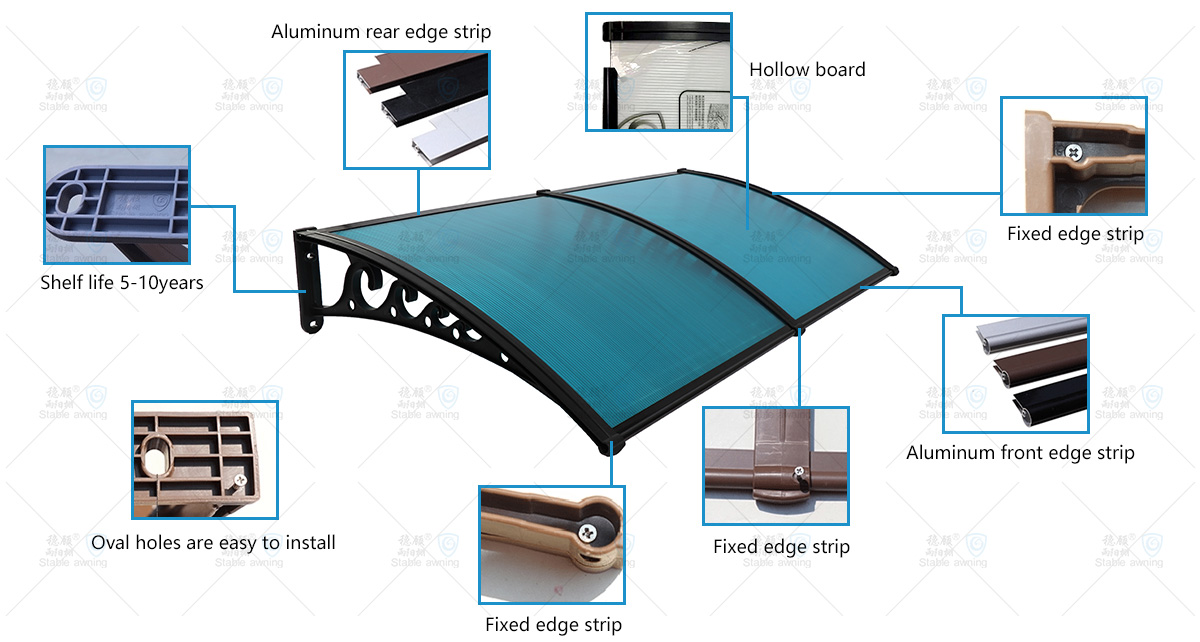 Window & Door Canopy with Hollow Board and Plastic Brackets (Flower Roll)