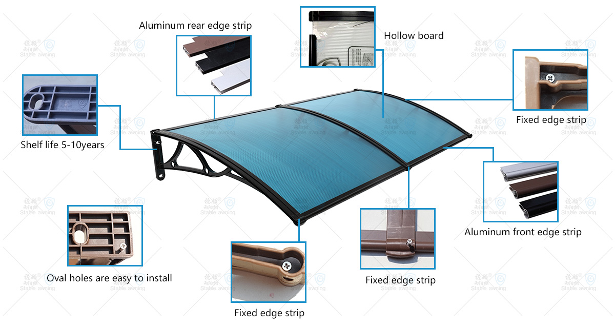Window & Door Canopy with Hollow Board and Aluminum Brackets