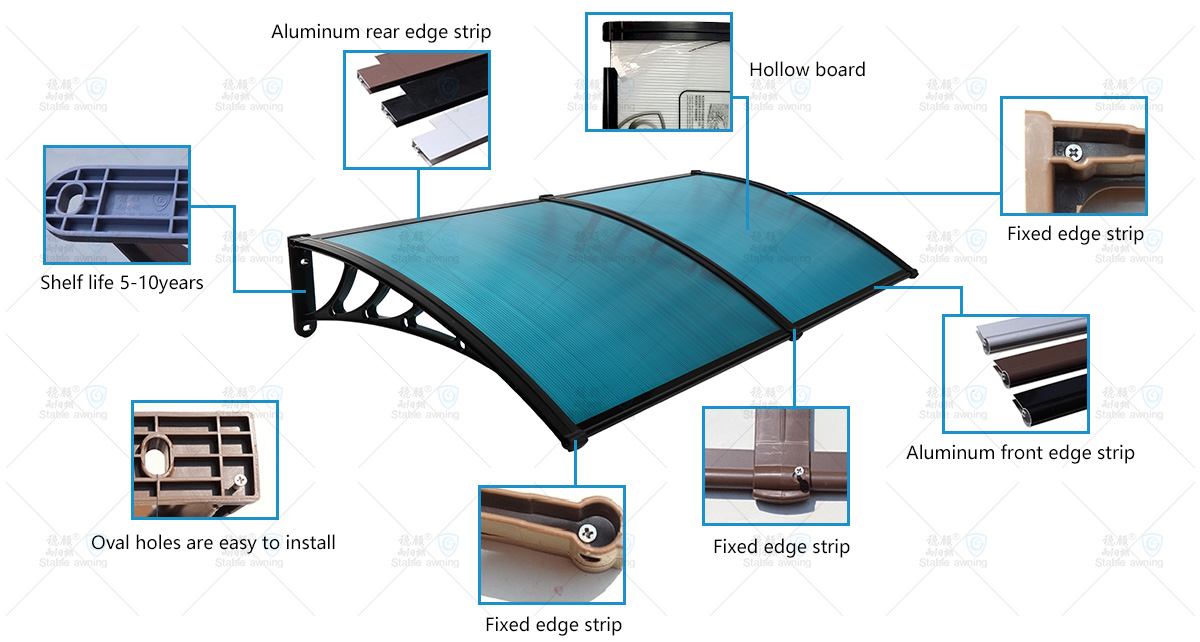 Window & Door Canopy with Hollow Board and Plastic Brackets