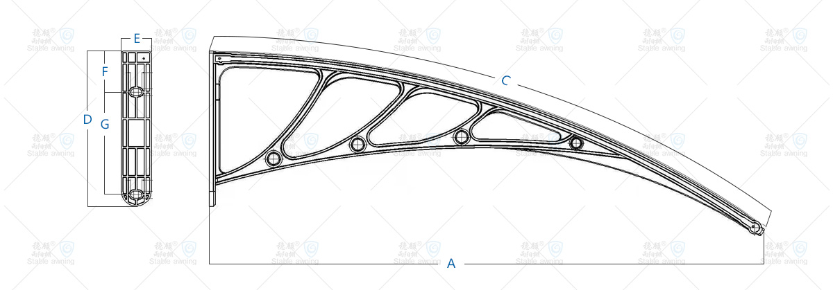 Window & Door Canopy with Hollow Board and Plastic Brackets