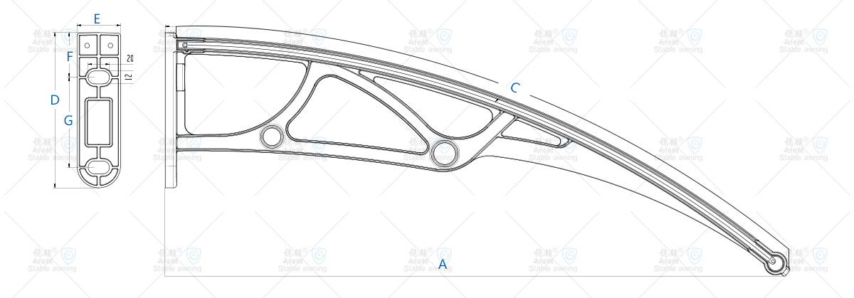 Window & Door Canopy with Hollow Board and Aluminum Brackets