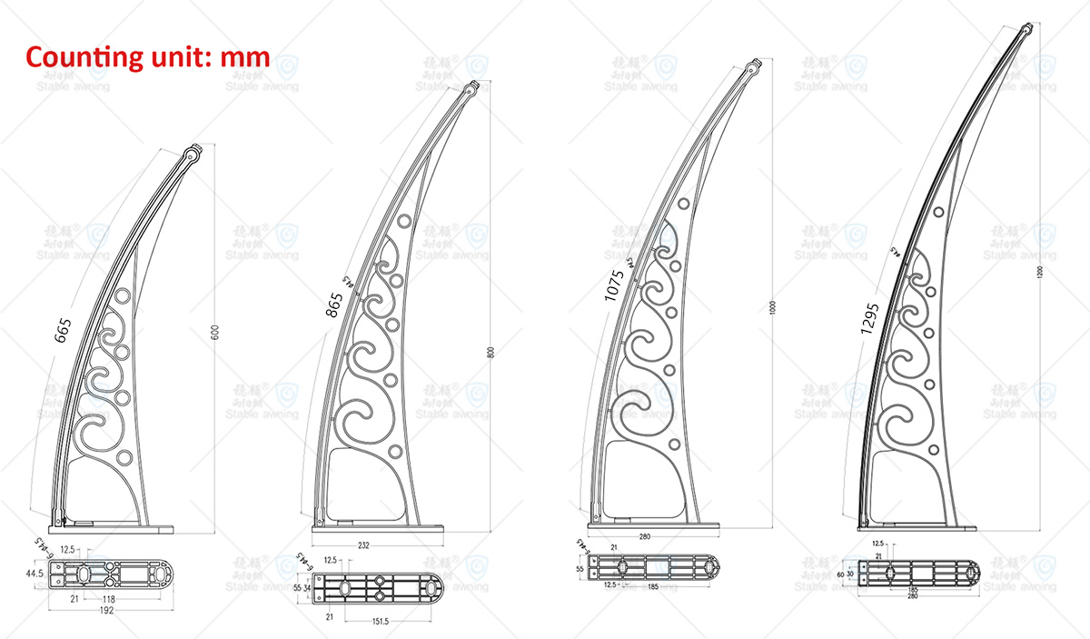 Window & Door Canopy with Hollow Board and Plastic Brackets (Flower Roll)