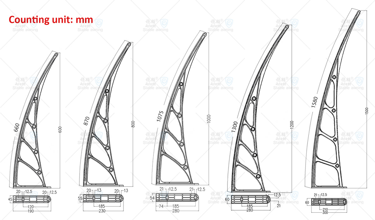 Window & Door Canopy with Hollow Board and Plastic Brackets