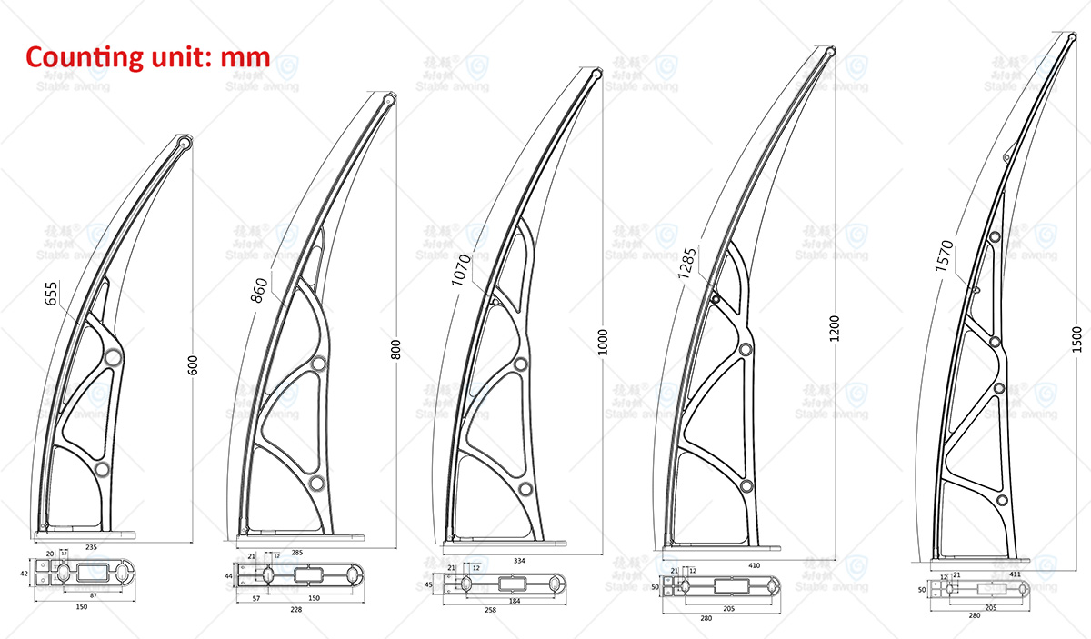Window & Door Canopy with Hollow Board and Aluminum Brackets