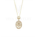 Women Paved Stone Pendant Necklace