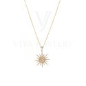 Women Paved Stone Pendant Necklace