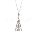 Women Paved Stone Pendant Necklace