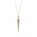 Women Paved Stone Pendant Necklace