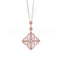 Women Paved Stone Pendant Necklace