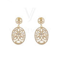Women Paved Stone Pendant Earrings