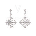Women Paved Stone Pendant Earrings