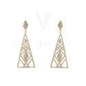 Women Paved Stone Pendant Earrings
